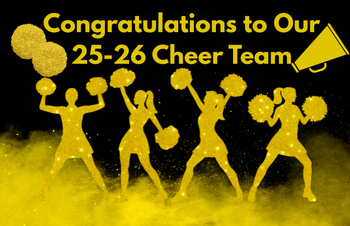  black and gold background with gold cheerleaders on it